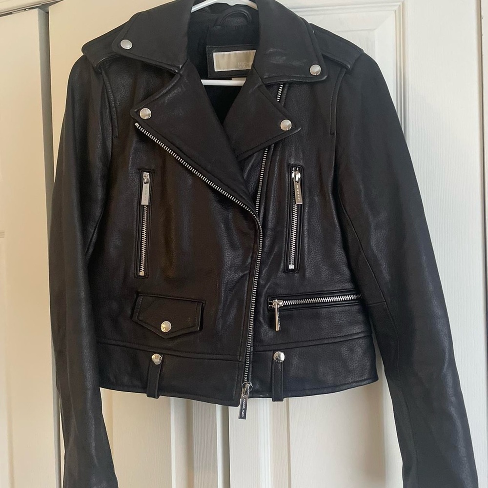 MICHAEL Michael Kors Black Leather Moto Jacket